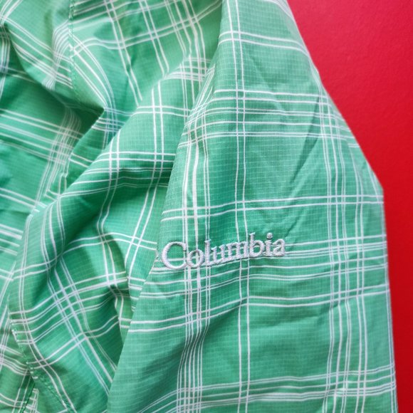 Columbia Omni-shield windbreaker light coat jacket green plaid women's size M - Picture 7 of 9